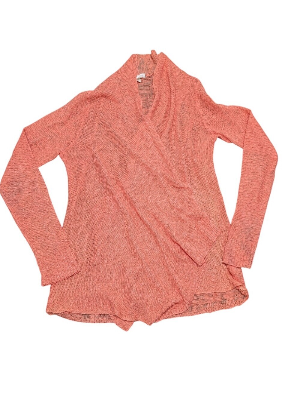 EILEEN FISHER 100% Linen Women's Coral Knit Wrap-Style Cardigan Sweater (Small)
